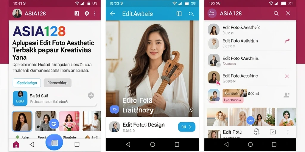 Antarmuka ASIA128 yang menarik dengan fitur Edit Foto Aesthetic.