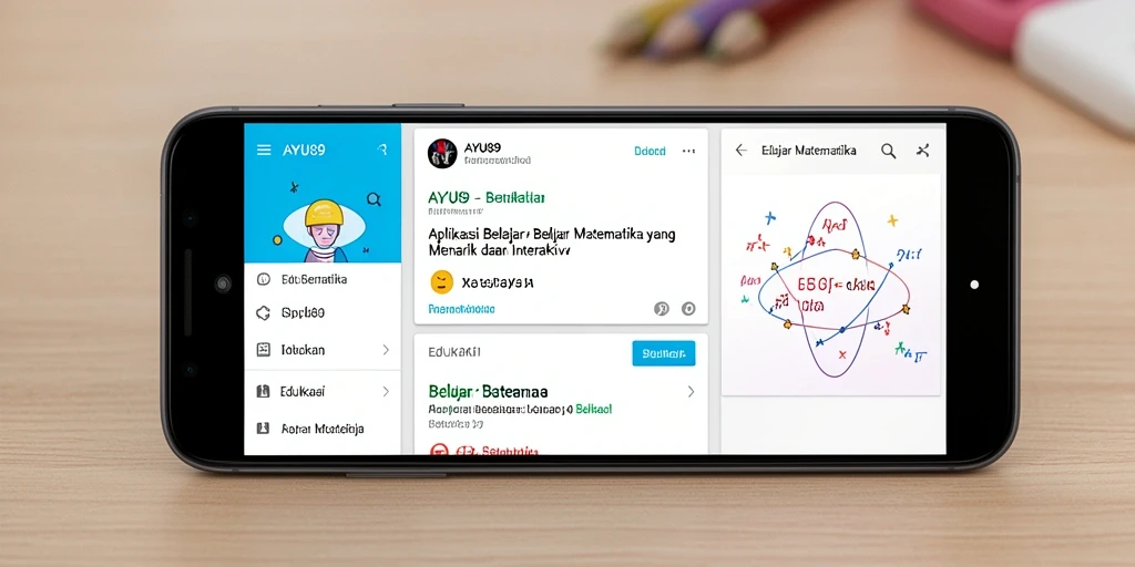 Tampilan antarmuka AYU89 yang menarik untuk belajar Matematika.