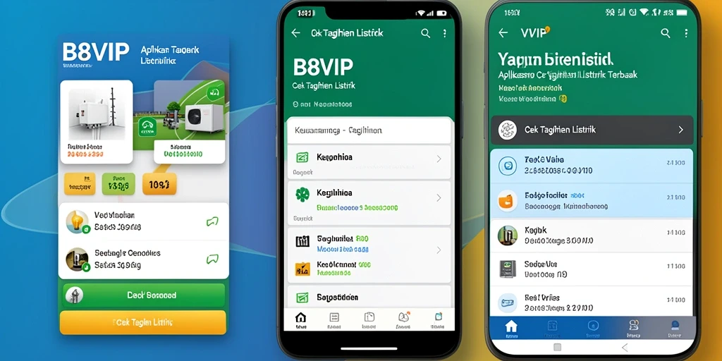 Tampilan antarmuka aplikasi Cek Tagihan Listrik B8VIP yang user-friendly.