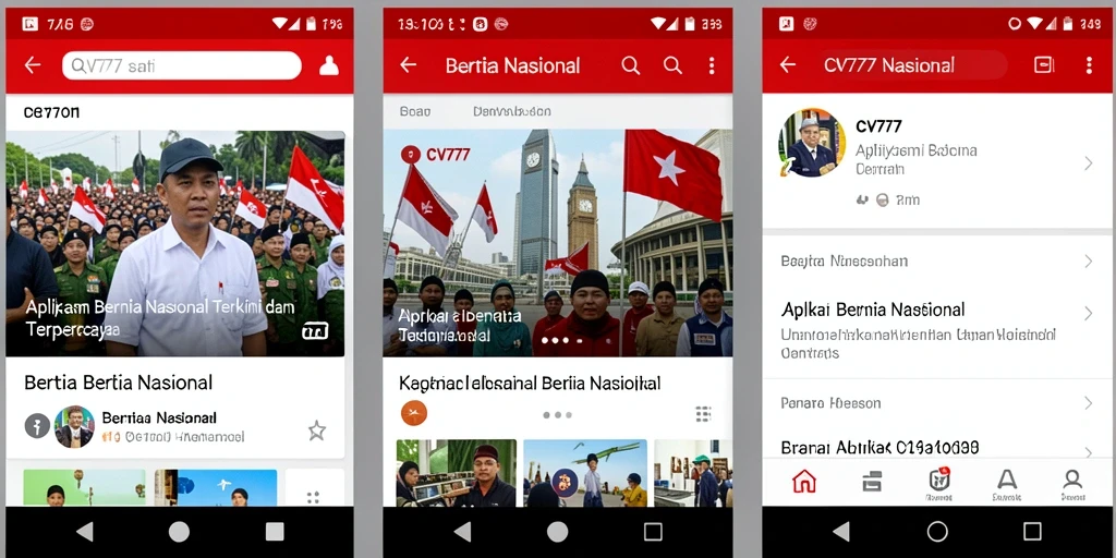 Tampilan antarmuka utama aplikasi CV777 dengan berita nasional terkini.