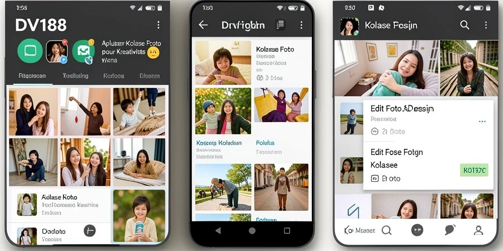 Tampilan antarmuka DV188 yang sederhana dan fungsional untuk kolase foto.