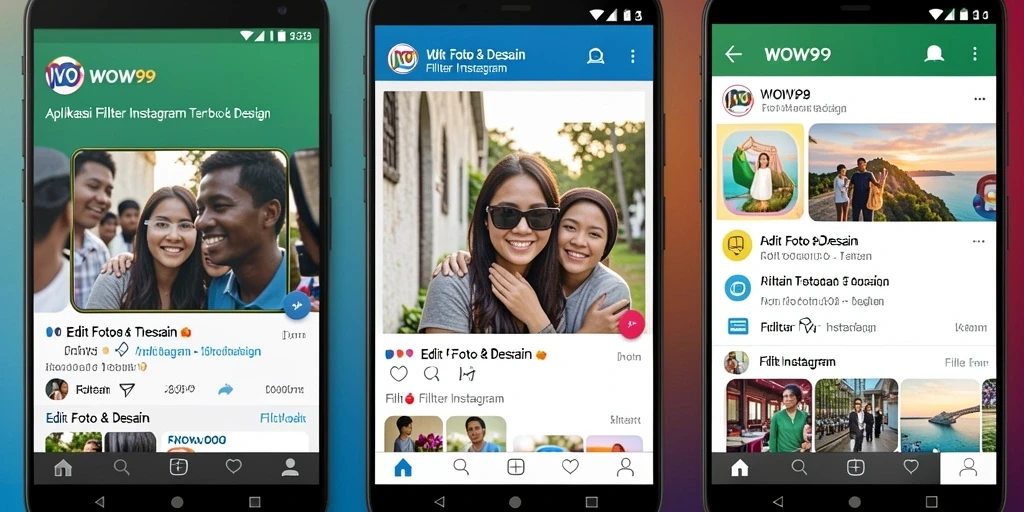 Tampilan antarmuka WOW99 dengan berbagai pilihan filter Instagram yang menarik.